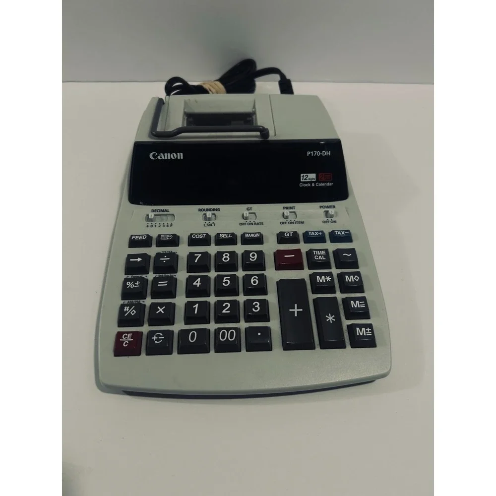 Canon P170-DH Printing Calculator 12 Digit 2-Color Desktop Adding Machine TESTED